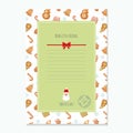 Christmas letter from Santa Claus template. layout in A4 size. Pattern with gingerbread cookies added in swatches. Royalty Free Stock Photo