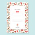 Christmas letter from Santa Claus template A4. Pattern with gingerbread cookies is full under clipping mask. Vector Royalty Free Stock Photo