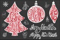 Christmas lettering,card elements set.2016 New Royalty Free Stock Photo