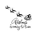 Christmas lettering design. Christmas is coming to town. Vector illustration. Royalty Free Stock Photo