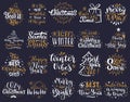 Christmas lettering. Happy New Year and Merry Christmas greeting lettering phrases vector illustration set. Hand drawn Royalty Free Stock Photo