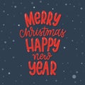 Christmas lettering label on blue background Vector Royalty Free Stock Photo