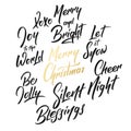 Christmas lettering set. Winter holiday calligraphy labels design for Xmas celebration Royalty Free Stock Photo