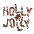 Christmas lettering with text Holly Jolly made from chocolate gingerbread letters as christmas concept, vector stock illustration