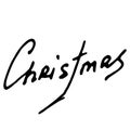 Christmas text. Christmas lettering theme. Vector illustration of handwriting, calligraphy, the word Christmas in English