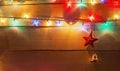 Christmas light background and decorative bell and star Royalty Free Stock Photo