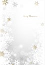 Christmas light background with golden and white snowflakes. Royalty Free Stock Photo