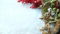 Christmas Light background. Xmas tree with snow decorated with g Royalty Free Stock Photo