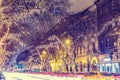 Christmas Light On Central Street in Budapest Royalty Free Stock Photo