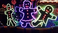 Christmas Light Display of Gingerbread People Royalty Free Stock Photo