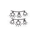 Christmas light linear icon. Lights often used for decoration in celebration of christmas. Thin line customizable illustration