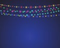 Christmas lighting carnival holiday garlands vector background Royalty Free Stock Photo
