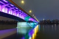 Old Town and river Vistula at night in Warsaw, Poland.