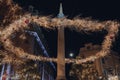 Christmas lights around the column in Seven Dials, Covent Garden, London, UK Royalty Free Stock Photo