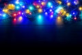 Christmas lights background with free text space.