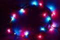 Christmas lights background with red blue colours Royalty Free Stock Photo