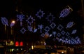 Christmas lights in Barcelona street at night Royalty Free Stock Photo