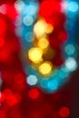 Christmas lights blurred image, gold, blue, red Royalty Free Stock Photo