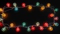 Christmas lights bulb frame decoration. isolated for design Royalty Free Stock Photo