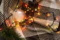 Christmas lights bulb frame decoration. Merry Christmas and New Year holiday background Royalty Free Stock Photo