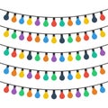 Christmas lights bulbs. Colorful christmas lights bulbs isolated on white background. Color garlands. Lights bulbs in simple