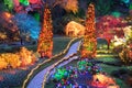 Christmas lights in butchart gardens