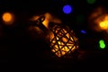 Christmas lights close up photo. Cozy mood in the evening. Festive time. Holidays concept. Happy New Year