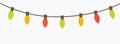 Christmas lights colorful bulbs on string decoration isolated on white background Royalty Free Stock Photo