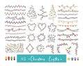Christmas lights colorful isolated clip arts bundle, Christmas garlanr set, funny lights strings pink blue red set