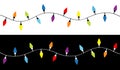 Christmas lights. Colorful string fairy light set. Holiday festive xmas decoration. Lightbulb glowing garland. Rainbow color. Royalty Free Stock Photo