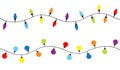 Christmas lights. Colorful string fairy light set. Holiday festive xmas decoration. Lightbulb glowing garland. Round cone shape. Royalty Free Stock Photo