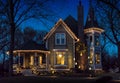 Exterior of victorian home decorated for Christmas Royalty Free Stock Photo