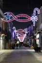 Christmas lights decorations in the street of Manfredonia Royalty Free Stock Photo