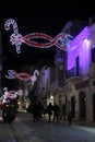 Christmas lights decorations in the street of Manfredonia Royalty Free Stock Photo