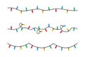 Christmas lights garland. Set of xmas lights bulbs in flat style. Color garlands for holiday decoration. Vector