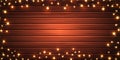 Christmas lights. Garlands on wooden background Royalty Free Stock Photo