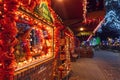 Christmas lights illuminate the shops in Leavenworth, Washington