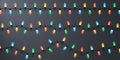 Christmas lights, isolated design elements. Holiday glowing lights. Colorful garland lights. Differently colored electric lights