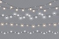 Christmas lights isolated realistic design elements. Royalty Free Stock Photo