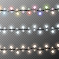 Christmas lights isolated realistic design elements. Royalty Free Stock Photo