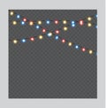 Christmas lights isolated realistic design elements. Royalty Free Stock Photo