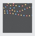 Christmas lights isolated realistic design elements. Royalty Free Stock Photo