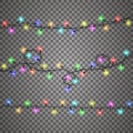 Christmas lights isolated realistic design elements. Royalty Free Stock Photo