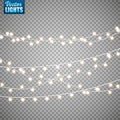 Christmas lights isolated on transparent background. Set of golden xmas glowing garland. Vector illustration Royalty Free Stock Photo