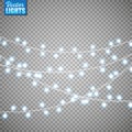 Christmas lights isolated on transparent background. Set of golden xmas glowing garland. Vector illustration Royalty Free Stock Photo