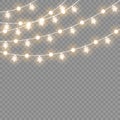 Christmas lights isolated on transparent background. Xmas glowing garland. Vector illustration. Royalty Free Stock Photo