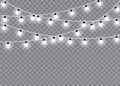 Christmas lights isolated on transparent background. Xmas glowing garland. Vector illustration. Royalty Free Stock Photo