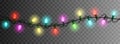 Christmas lights luminous garland isolated realistic design elem