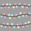 Christmas lights luminous garland isolated realistic design elem