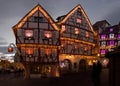 Christmas lights in Colmar in Alsace Royalty Free Stock Photo